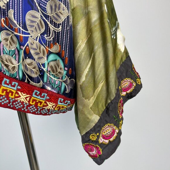 $650 NWOT Johnny Was Reversible Embroidered Silk Kimono Jacket Multi Size M - Picture 15 of 16